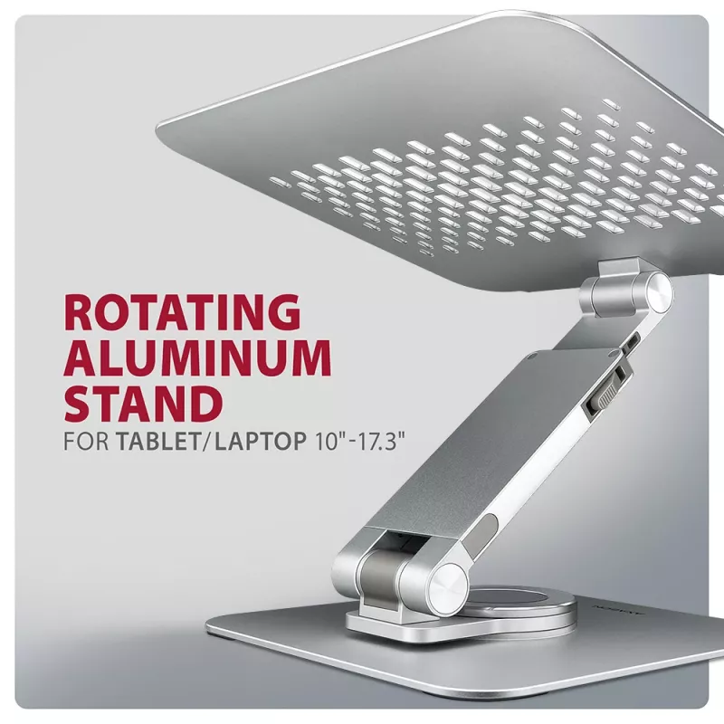 Axagon STND-LR alumīnija statīvs ar 360° rotāciju klēpjdatoriem 10 inch–17,3 inch