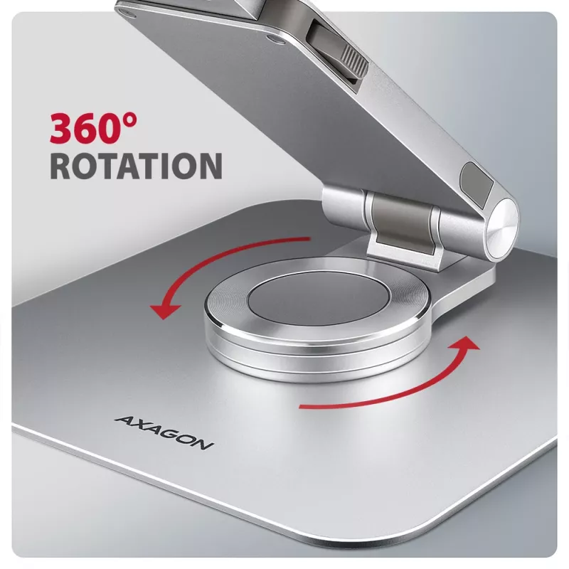 Axagon STND-LR alumīnija statīvs ar 360° rotāciju klēpjdatoriem 10 inch–17,3 inch