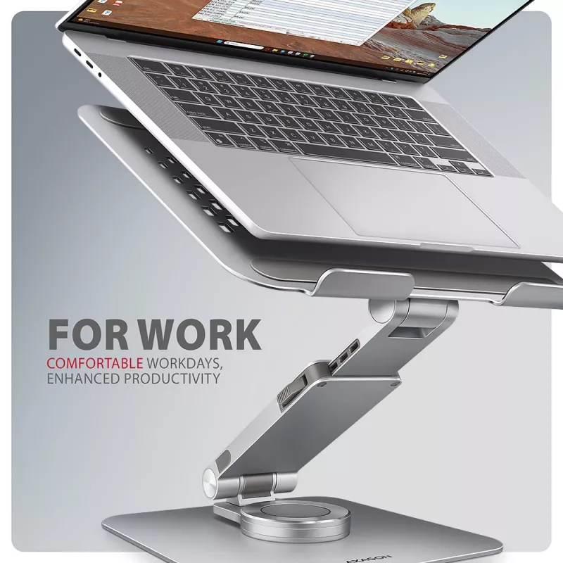 Axagon STND-LR alumīnija statīvs ar 360° rotāciju klēpjdatoriem 10 inch–17,3 inch
