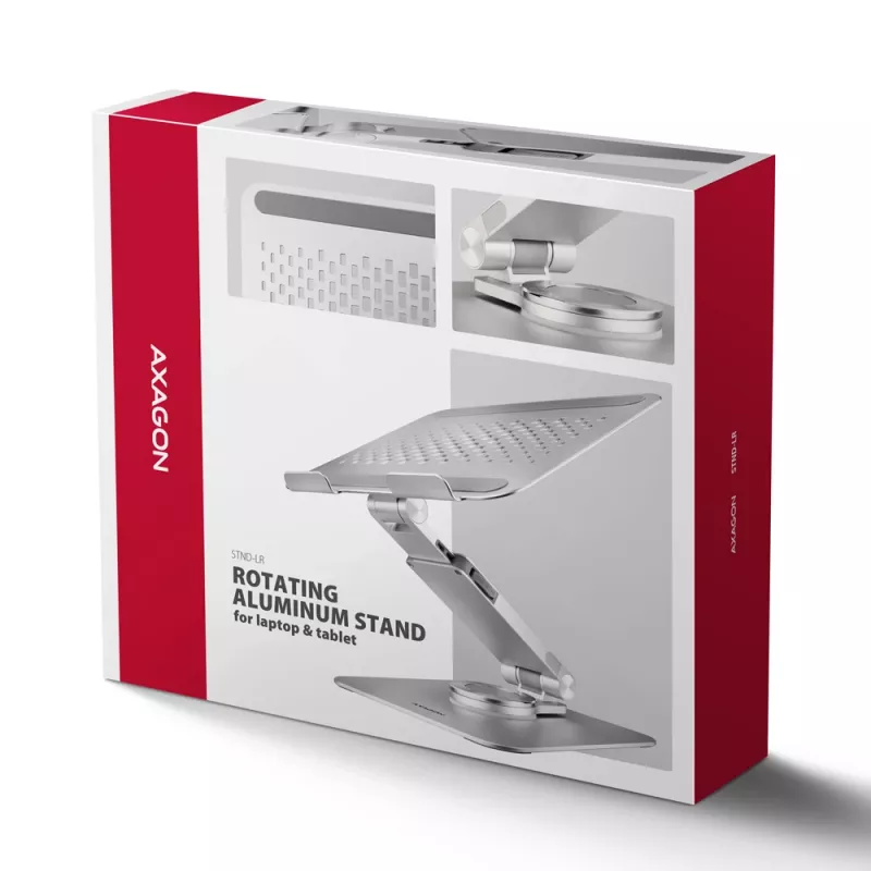 Axagon STND-LR alumīnija statīvs ar 360° rotāciju klēpjdatoriem 10 inch–17,3 inch