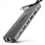 Axagon HMC-7HX2 USB 5Gbps centrmezgls, 2x USB-A, USB-C, 2x HDMI 4k/60Hz, RJ-45, PD 100W