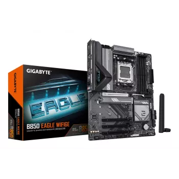 GIGABYTE B850 EAGLE WIFI6E mātesplate - AMD Ryzen 9000 sērijas CPU, 8+2+2 fāžu digitālais VRM, līdz 8200MHz DDR5 (OC), 1xPCIe 5.0 + 2xPCIe 4.0 M.2, GbE LAN, WIFI 6E, USB 3.2 Gen 2