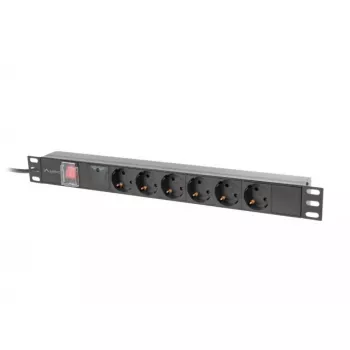 Lanberg PDU-06F-0200-BK Strāvas sadalītājs 6× Schuko 1U Melns