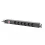 Lanberg PDU-06F-0200-BK Strāvas sadalītājs 6× Schuko 1U Melns