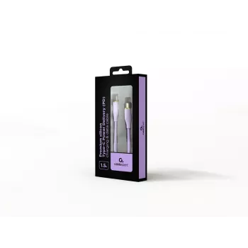 GEMBIRD USB Type-C Power Delivery (PD) 60W Lādēšanas un Datu Silikona Kabelis, 1.5m Violeta
