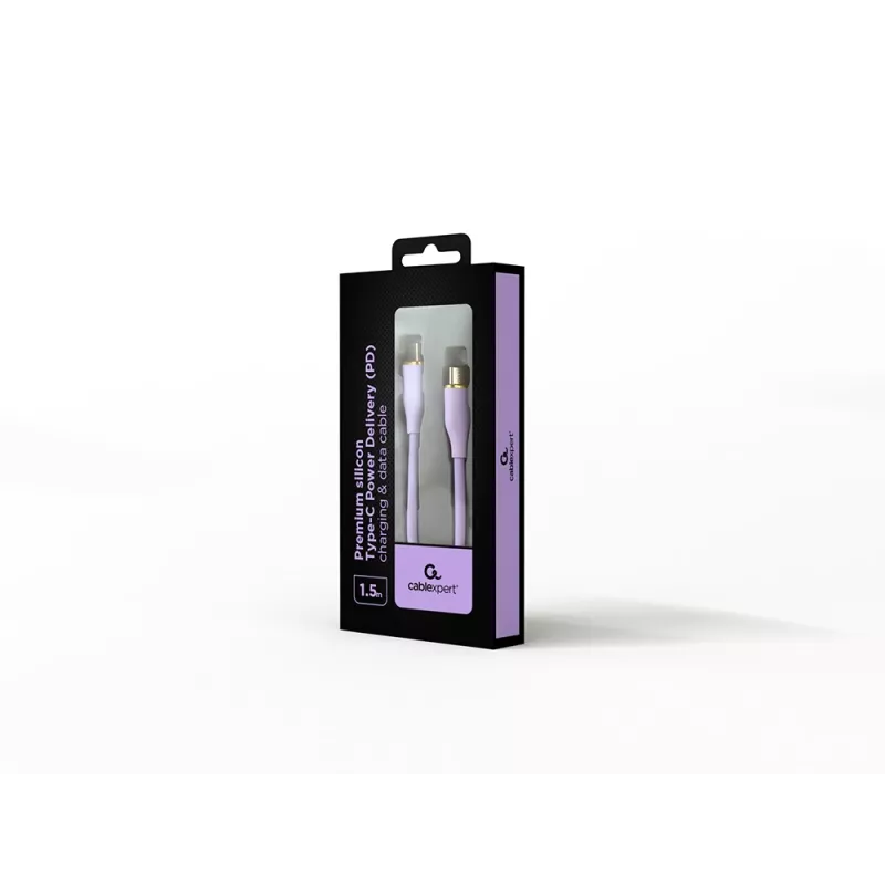 GEMBIRD USB Type-C Power Delivery (PD) 60W Lādēšanas un Datu Silikona Kabelis, 1.5m Violeta