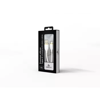 GEMBIRD Premium Silikona USB-C Lādēšanas un Datu Kabelis, 1.5m - Balts