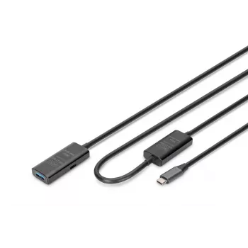 DIGITUS aktīvs USB-C pagarinātājkabelis - 5G USB 3.2 Gen1 USB-C - USB-A (tēviņš/mātīte) - 10m