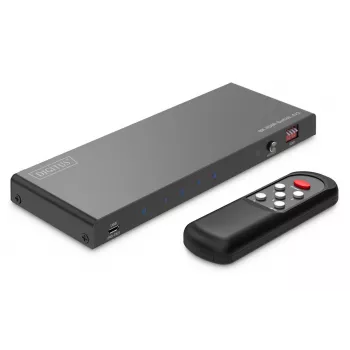DIGITUS 4x1 HDMI Slēdzis - 8K/60Hz (4:4:4), Toslink, Stereo, EDID Vadība