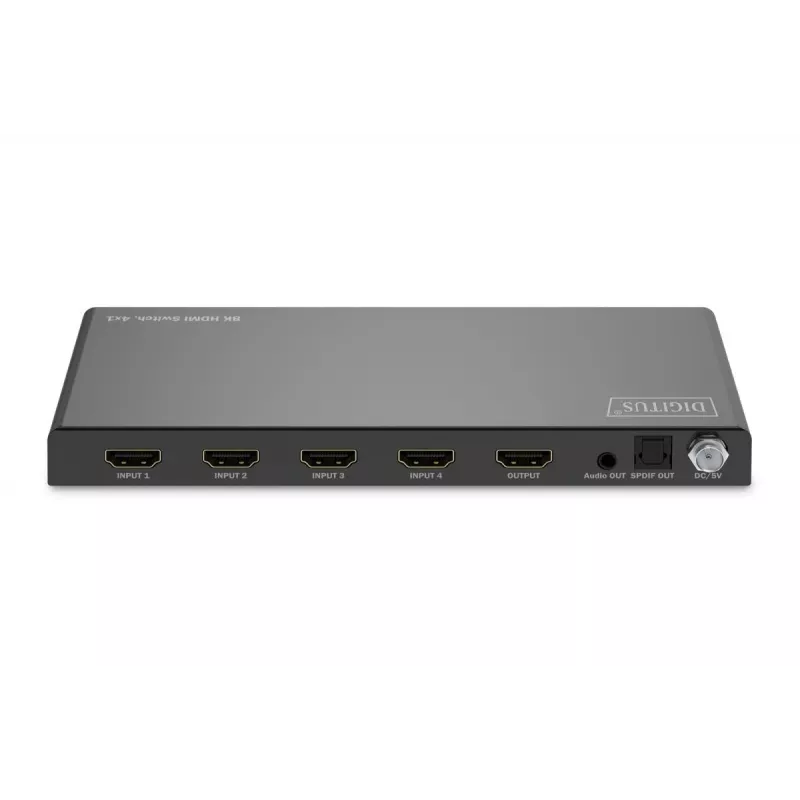 DIGITUS 4x1 HDMI Slēdzis - 8K/60Hz (4:4:4), Toslink, Stereo, EDID Vadība