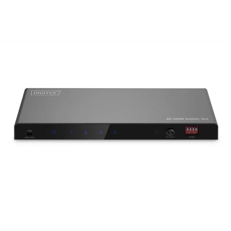 DIGITUS 4x1 HDMI Slēdzis - 8K/60Hz (4:4:4), Toslink, Stereo, EDID Vadība