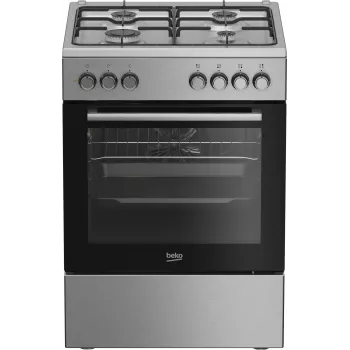 Brīvi stāvoša plīts Beko FBE62130GXDN, melna, gāzes virsma, elektriskā cepeškrāsns