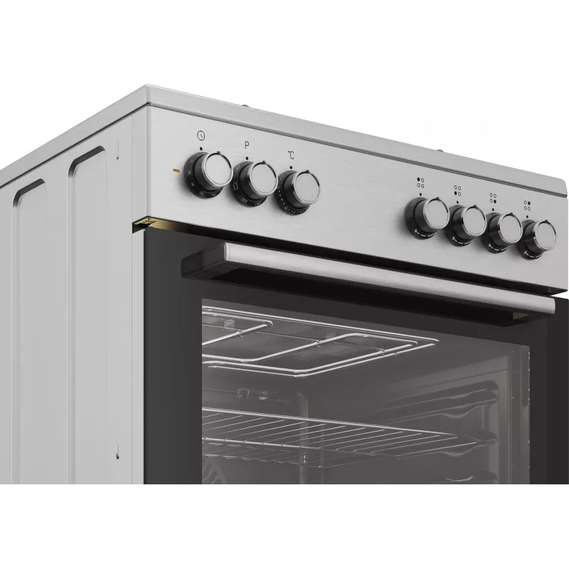 Brīvi stāvoša plīts Beko FBE62130GXDN, melna, gāzes virsma, elektriskā cepeškrāsns