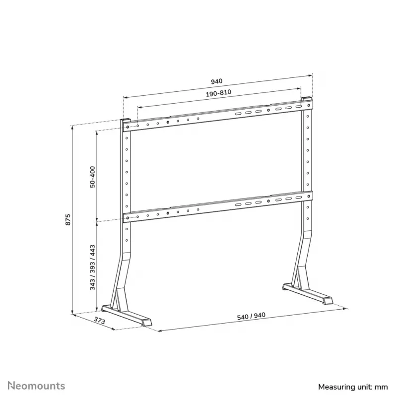 Neomounts DS45-430BL18 galda statīvs televizoram, max 60kg, 45-90 collas