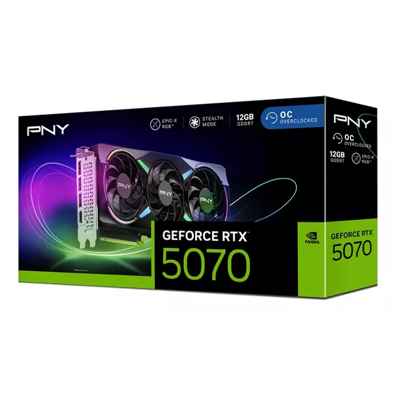 PNY GeForce RTX 5070 12GB ARGB Overclocked Triple Fan - 12GB GDDR7 - DisplayPort 2.1b / HDMI 2.1b