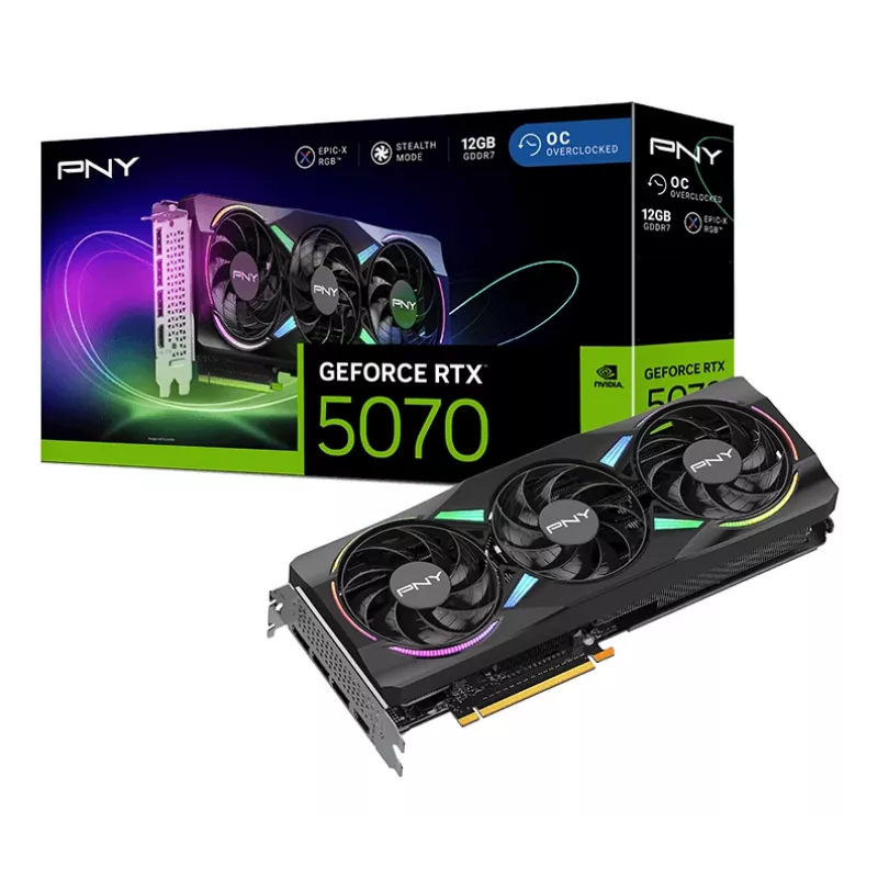PNY GeForce RTX 5070 12GB ARGB Overclocked Triple Fan - 12GB GDDR7 - DisplayPort 2.1b / HDMI 2.1b