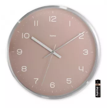 Radio vadāms pulkstenis Hama Fiji Circle Pink Silver, AA baterija