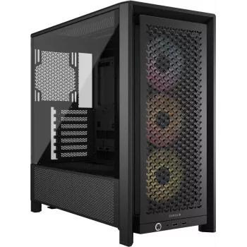 PC korpuss CORSAIR FRAME 4000D RS ARGB Midi Tower Melns — ATX/Micro-ATX/Mini-ITX, rūdīts stikls, ARGB ventilatori, līdz 370 mm GPU