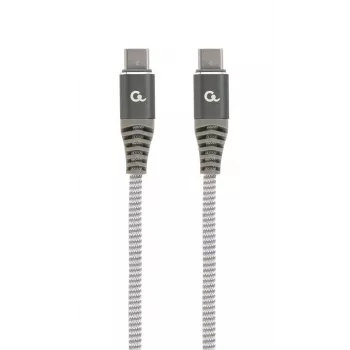 GEMBIRD Premium 100W Type-C Power Delivery (PD) lādēšanas un datu kabelis, 1,5 m – pelēks