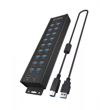 ICY BOX IB-HUB1720-U3 USB 3.2 Gen 1 centrmezgls, melns