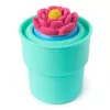 Kinetic Sand SquishBlossom ziedošs zieds – komplekts ar 227g neona dzeltenām un rozā smiltīm, podiņu un veidnēm