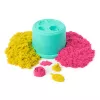 Kinetic Sand SquishBlossom ziedošs zieds – komplekts ar 227g neona dzeltenām un rozā smiltīm, podiņu un veidnēm