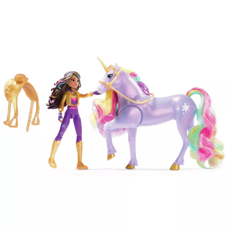 Modes lelle Usorteret Unicorn Academy Sophia & Light Magic Wildstar ar varavīksnes gaismas efektiem, LR44 baterijas, 241 mm