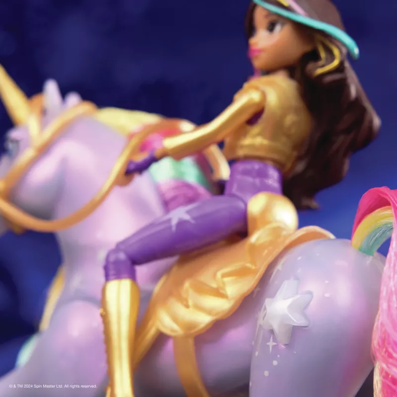 Modes lelle Usorteret Unicorn Academy Sophia & Light Magic Wildstar ar varavīksnes gaismas efektiem, LR44 baterijas, 241 mm