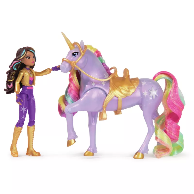 Modes lelle Usorteret Unicorn Academy Sophia & Light Magic Wildstar ar varavīksnes gaismas efektiem, LR44 baterijas, 241 mm