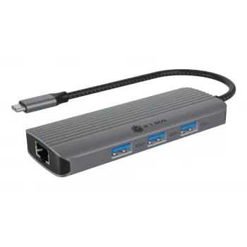 ICY BOX IB-DK4034a-CPD Doku Stacija USB-C 3.2 Gen 1, Alumīnijs, Sudrabs