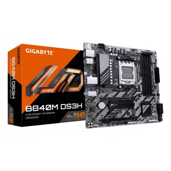 GIGABYTE B840M DS3H mātesplate - AMD Ryzen 9000 CPU, 8+2+2 fāžu VRM, līdz 8200MHz DDR5, 2xPCIe 4.0 M.2, 2.5GbE LAN, USB 3.2 Gen 1
