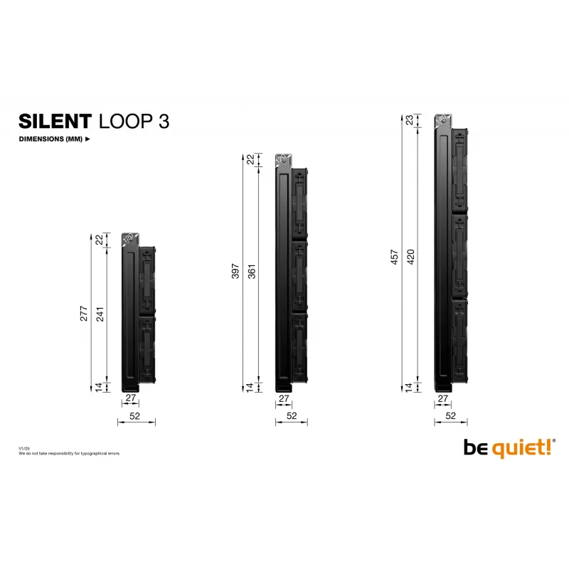 be quiet! Silent Loop 3 240 mm procesora šķidruma dzesēšanas sistēma (AIO) 12 cm melna 1 gab.