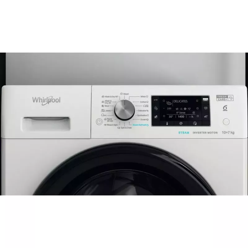 Whirlpool FFWDD1076258B veļas mazgātājs-žāvētājs 7 kg, balts