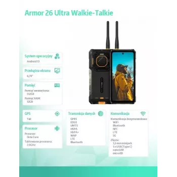 Viedtālrunis UleFone Armor 26 Ultra 6,1 collu 12GB RAM 512GB atmiņa Melns