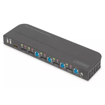 DIGITUS KVM Slēdzis 4x1 DP DP/HDMI Izvade USB 4Kx2K 60Hz