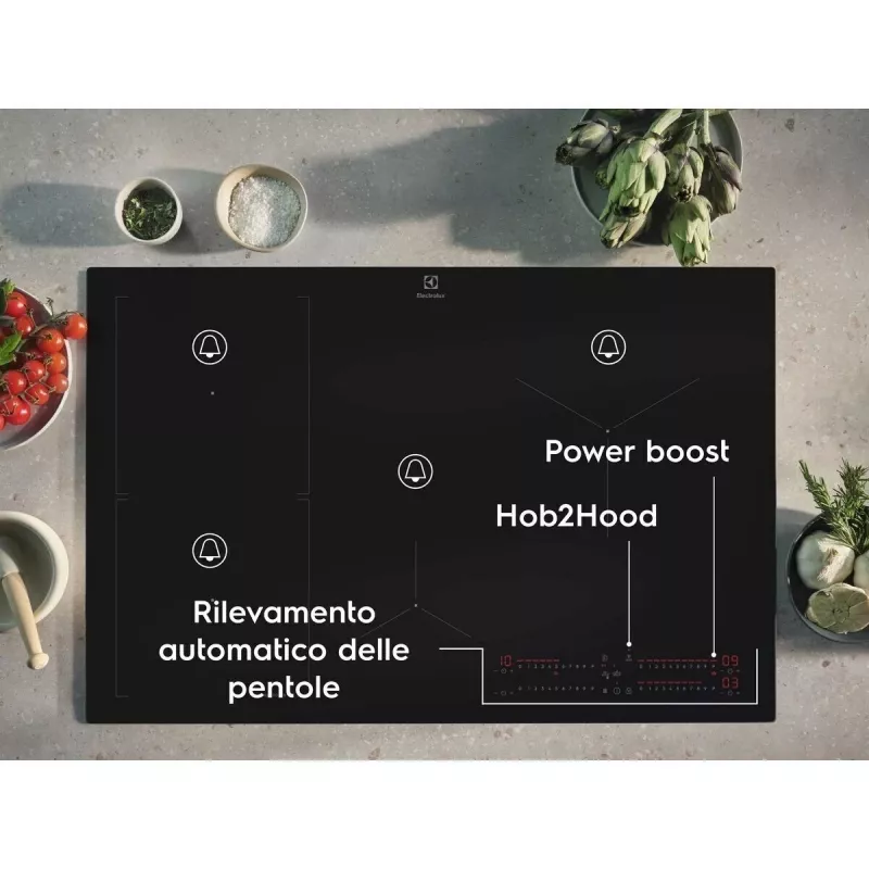Indukcijas plīts Electrolux Serie 700 EIS82453, 4 zonas, 80 cm, melns stikls, skārien- un rullīšvadība