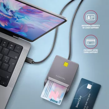 Karšu lasītājs Axagon CRE-SM3TC USB 2.0 Type-C Pelēks SmartMedia