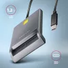 Axagon CRE-SM3TC USB-C viedkaršu lasītājs (FlatReader), 1,2 m kabelis