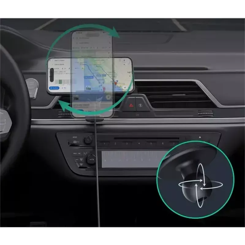 Aukey Mag Fusion Dash Pro HD-MC13A Qi2 15 W bezvadu auto lādētājs ar turētāju un dzesēšanu