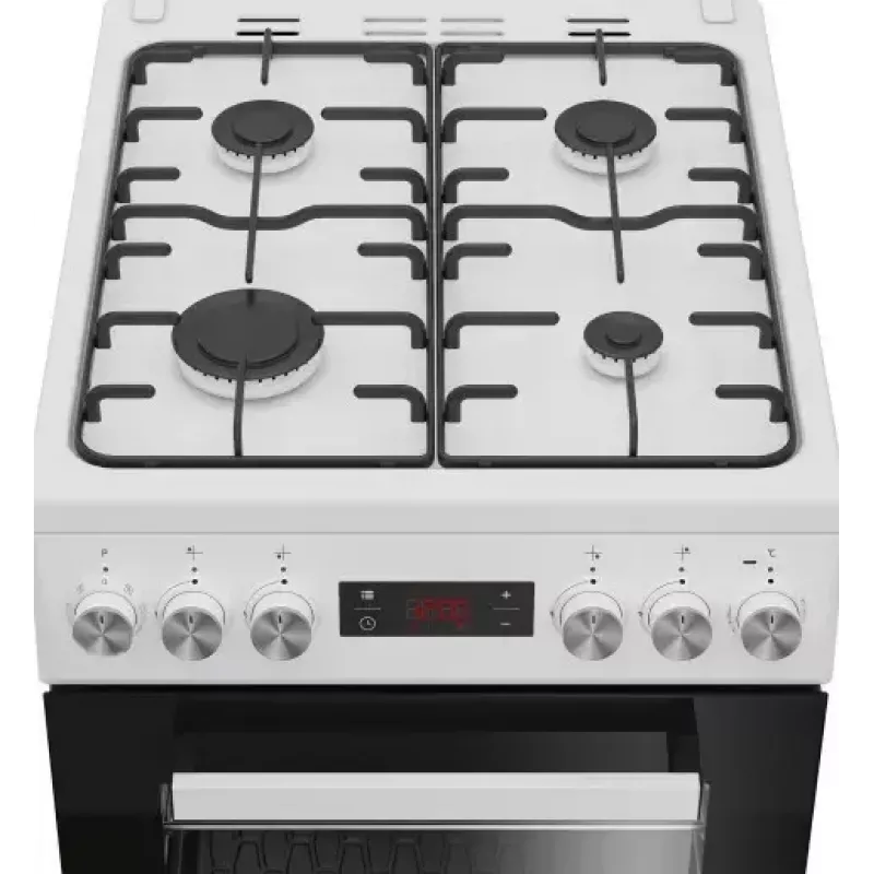 Brīvi stāvoša gāzes-elektriskā plīts BEKO FSE52323DWD, 4 degļu virsma, 60 cm, 55 L cepeškrāsns, energoklase A