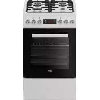 Brīvi stāvoša gāzes-elektriskā plīts BEKO FSE52323DWD, 4 degļu virsma, 60 cm, 55 L cepeškrāsns, energoklase A