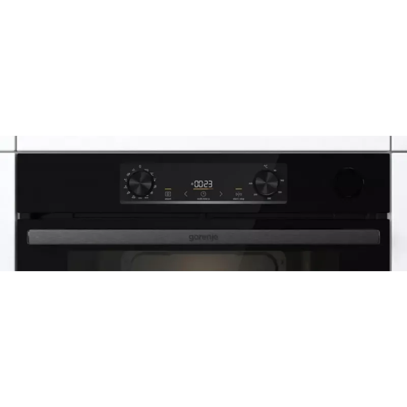 Iebūvējamā elektriskā cepeškrāsns Gorenje BSA6737E15BG — 77 L, melna, digitālais taimeris, konvekcija, grils, picas funkcija