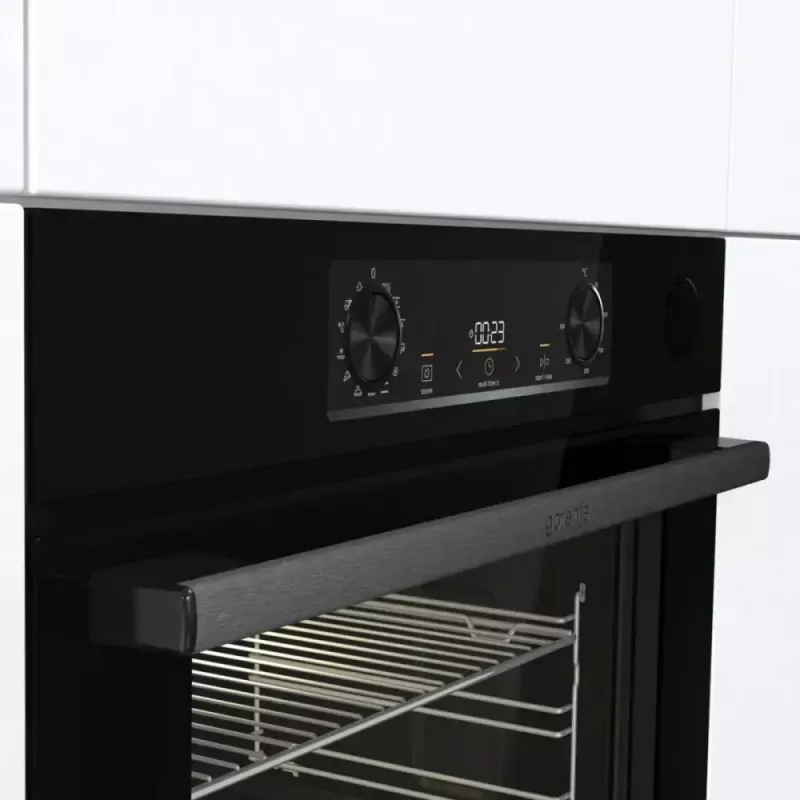 Iebūvējamā elektriskā cepeškrāsns Gorenje BSA6737E15BG — 77 L, melna, digitālais taimeris, konvekcija, grils, picas funkcija
