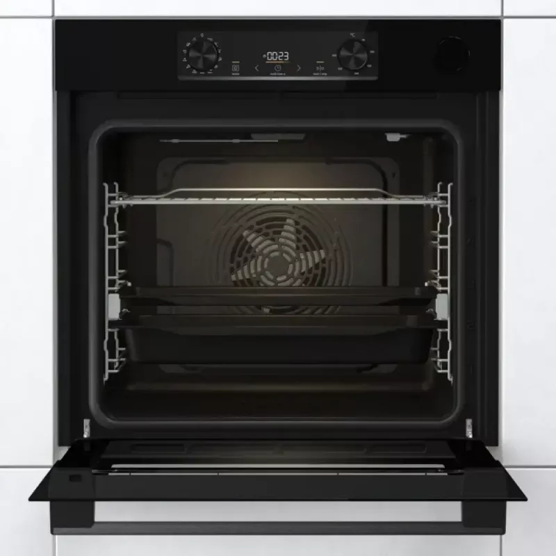 Iebūvējamā elektriskā cepeškrāsns Gorenje BSA6737E15BG — 77 L, melna, digitālais taimeris, konvekcija, grils, picas funkcija