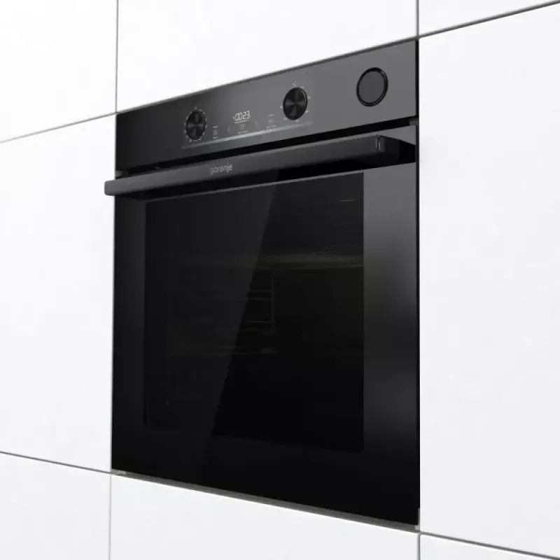 Iebūvējamā elektriskā cepeškrāsns Gorenje BSA6737E15BG — 77 L, melna, digitālais taimeris, konvekcija, grils, picas funkcija