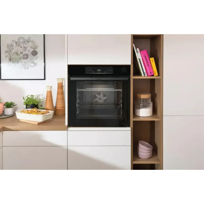 Iebūvējamā elektriskā cepeškrāsns Gorenje BSA6737E15BG — 77 L, melna, digitālais taimeris, konvekcija, grils, picas funkcija