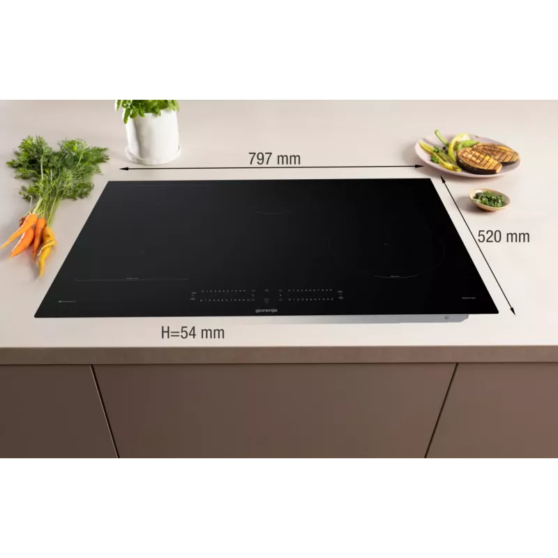 Gorenje Indukcijas plīts virsma GI8432BSCWF, Melna, Iebūvējama, 60 cm, Zonu indukcijas plīts, Keramikas stikls, 4 zona(-as)