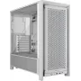 PC korpuss CORSAIR FRAME 4000D RS Midi Tower Balts — ATX, rūdīts stikls, 3x120mm priekšējie ventilatori, atbalsta 360/240/140mm radiatorus