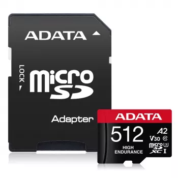 ADATA 512GB microSDXC atmiņas karte UHS-I U3 V30 Class 10 A2, 100/85 MB/s, ūdensizturīga