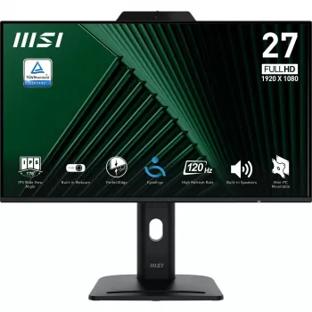 MSI PRO MP272PMG 27 collu Full HD LCD monitors ar IPS paneli, 120 Hz, iebūvētu tīmekļa kameru un skaļruņiem